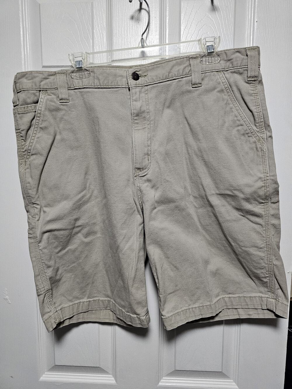 Carhartt Cargo Shorts Mens 40 Canvas Relaxed Fit Stretch Utility Outdoor Khaki